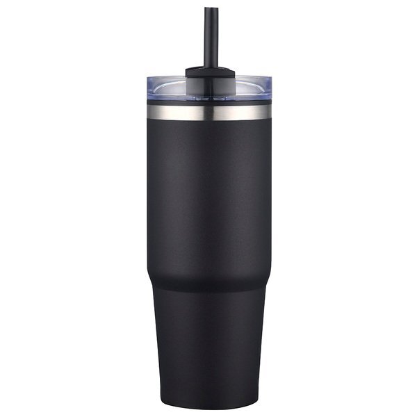 Monza Stainless Steel & Polypropylene Tumbler w/ Straw, 30oz.