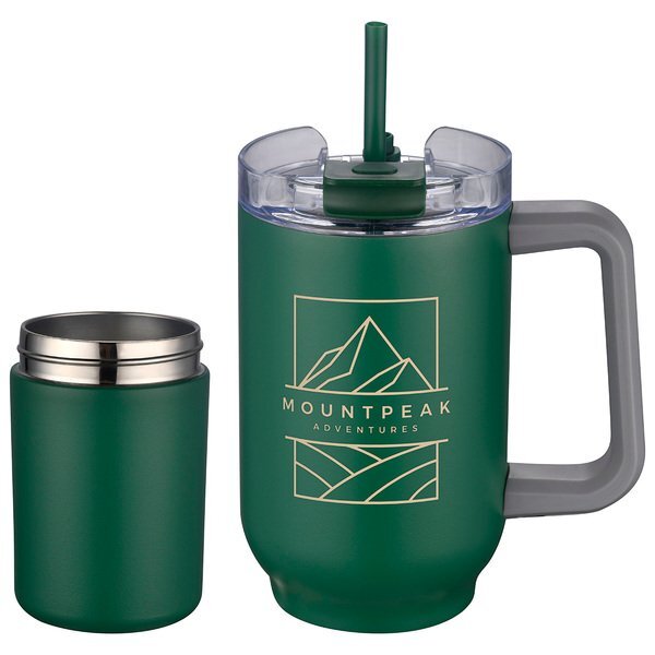 Novo Vacuum Insulated Stainless Steel Mug & Screw-On Can Cooler Combo, 20oz.