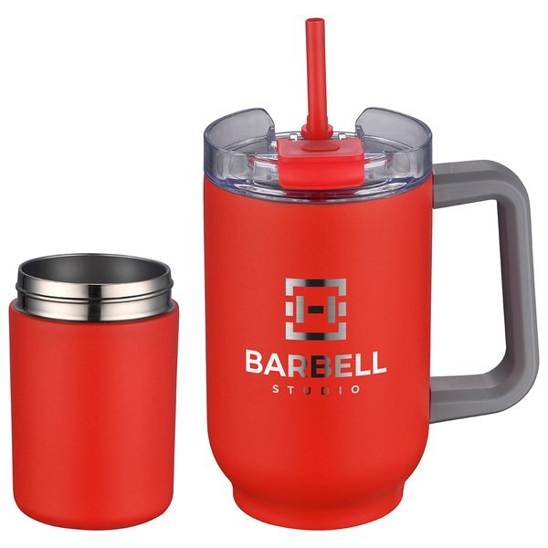 Novo Vacuum Insulated Stainless Steel Mug & Screw-On Can Cooler Combo, 20oz.