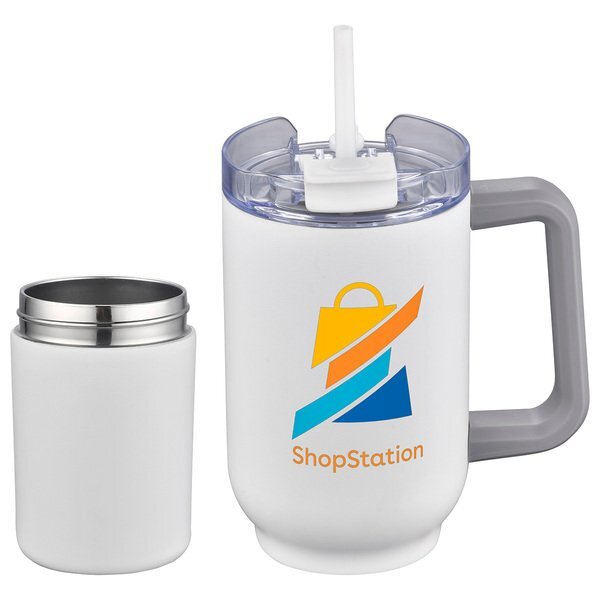 Novo Vacuum Insulated Stainless Steel Mug & Screw-On Can Cooler Combo, 20oz.