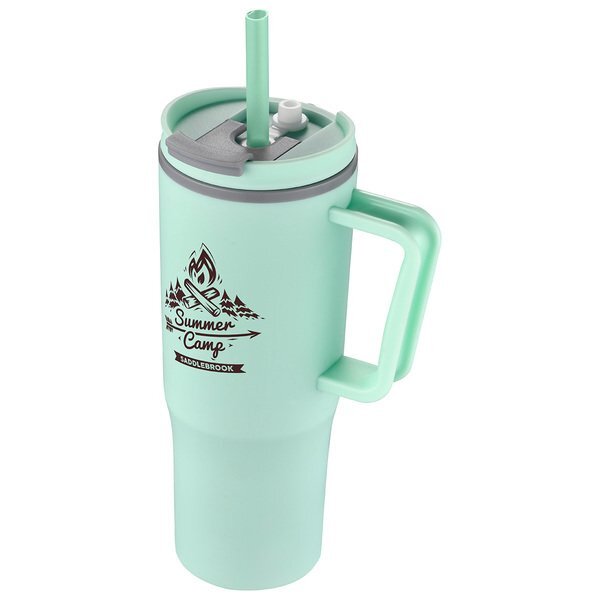 Sofia Double-Wall Polypropylene Mug w/ Straw, 30oz.