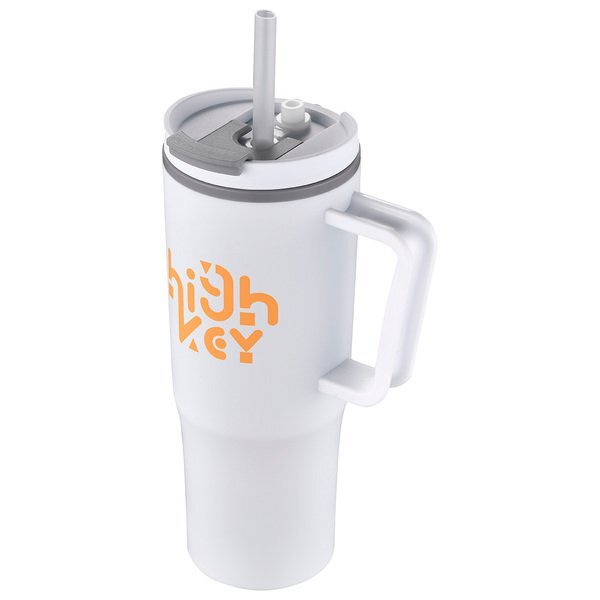 Sofia Double-Wall Polypropylene Mug w/ Straw, 30oz.