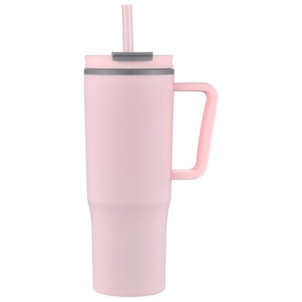 Sofia Double-Wall Polypropylene Mug w/ Straw, 30oz.