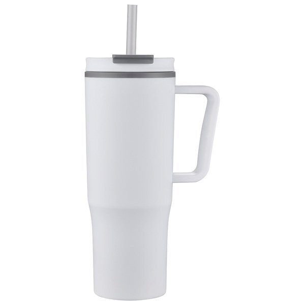 Sofia Double-Wall Polypropylene Mug w/ Straw, 30oz.