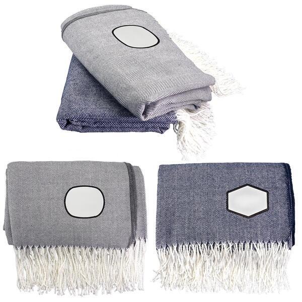 Fringed Emblem Throw Blanket