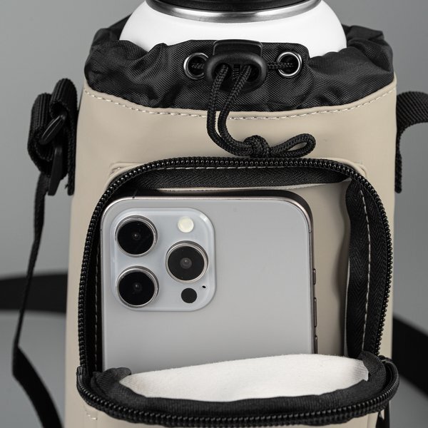 Malmö Recycled PU Zipper Pocket Bottle Bag