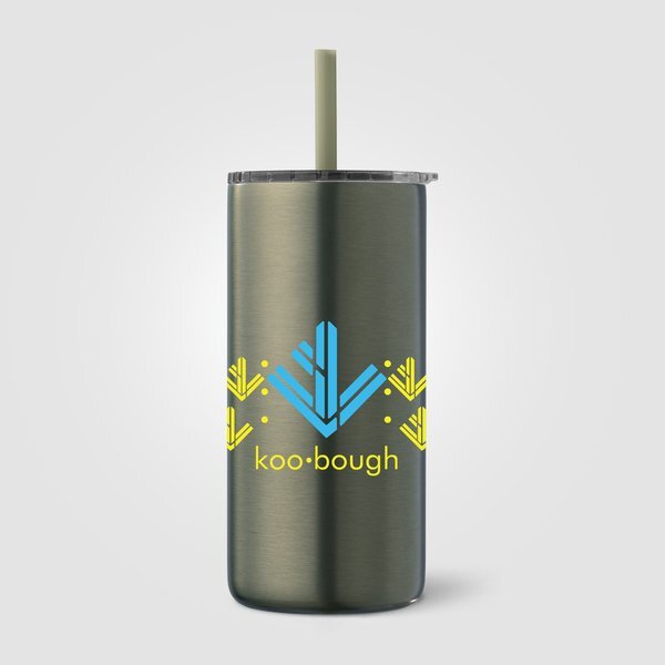 Borealis Recycled Stainless Steel Straw Tumbler, 16 oz.