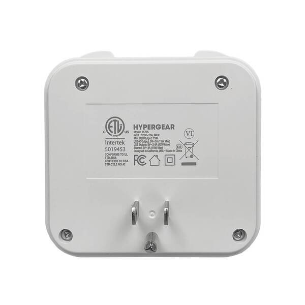 HyperGear Multi Plug 5 Outlet Extender with USB-C & USB Ports