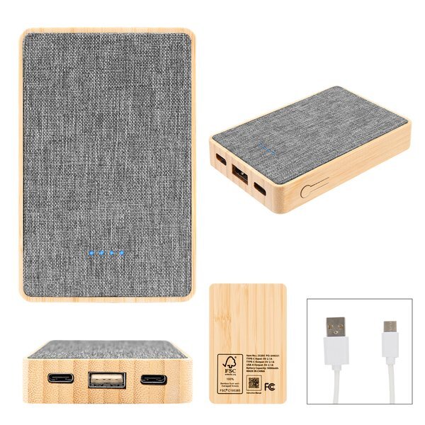 Bamboo & rPET Power Bank, 5000mAh