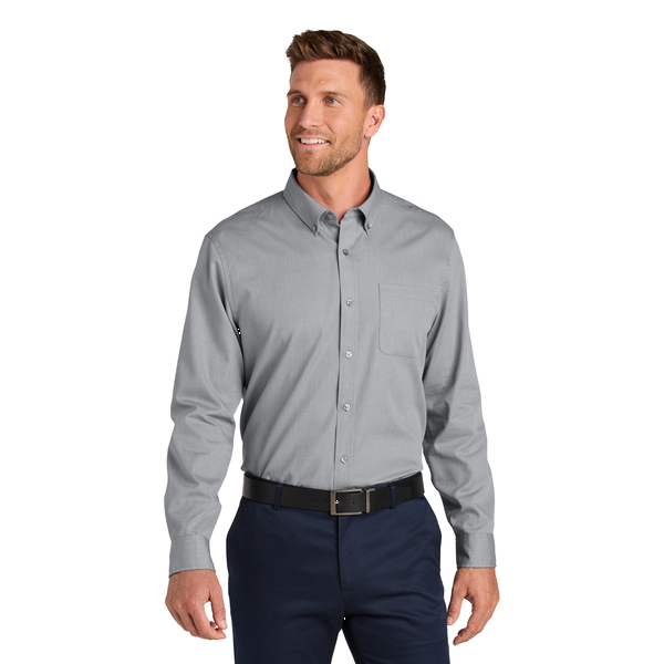 Port Authority® Long Sleeve Nailhead Cotton/Recycled Poly Easy Care Men's Shirt