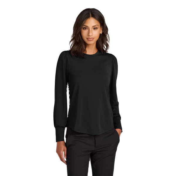 MERCER+METTLE™ Stretch Poly/Spandex Jersey Long Sleeve Blouson Ladies' Top