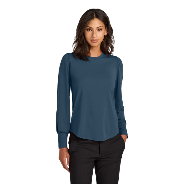 MERCER+METTLE™ Stretch Poly/Spandex Jersey Long Sleeve Blouson Ladies' Top