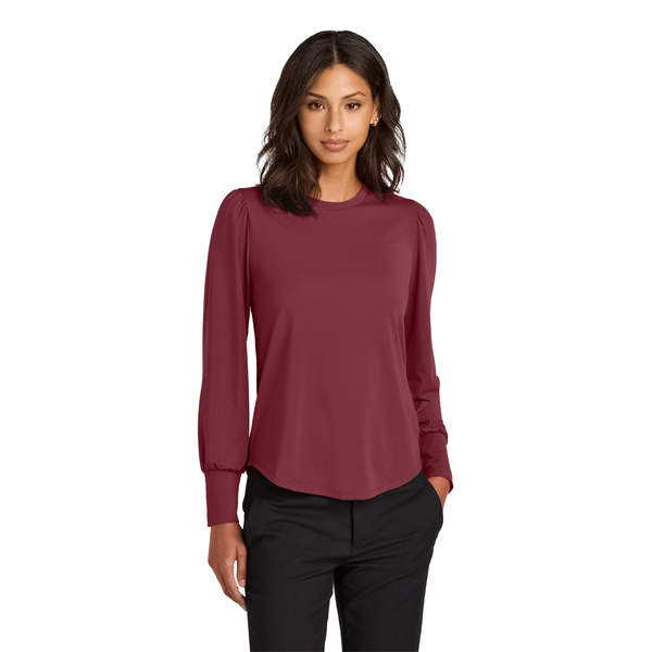 MERCER+METTLE™ Stretch Poly/Spandex Jersey Long Sleeve Blouson Ladies' Top
