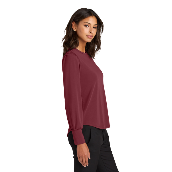 MERCER+METTLE™ Stretch Poly/Spandex Jersey Long Sleeve Blouson Ladies' Top