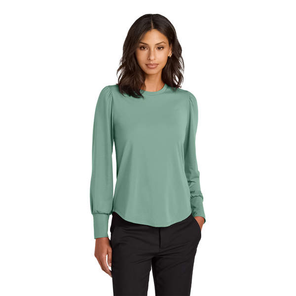 MERCER+METTLE™ Stretch Poly/Spandex Jersey Long Sleeve Blouson Ladies' Top