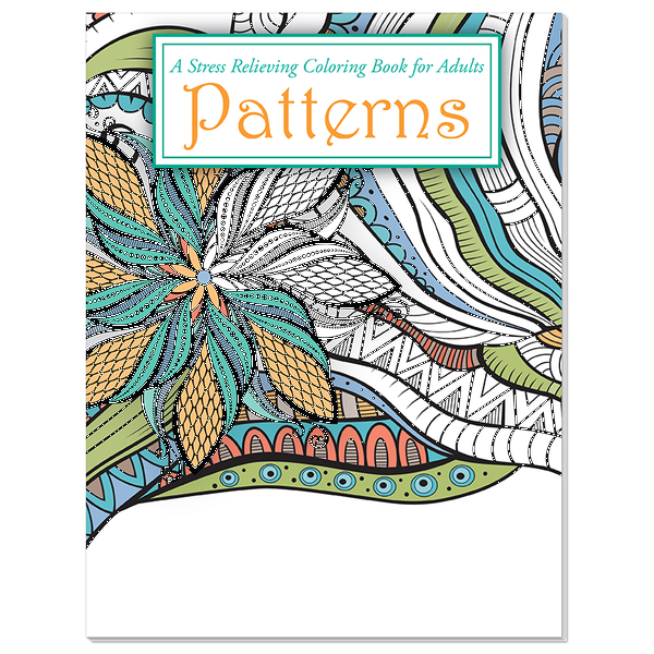 Patterns Stress Relief Adult Coloring Book w/ Colored Pencils Relax Pack Set