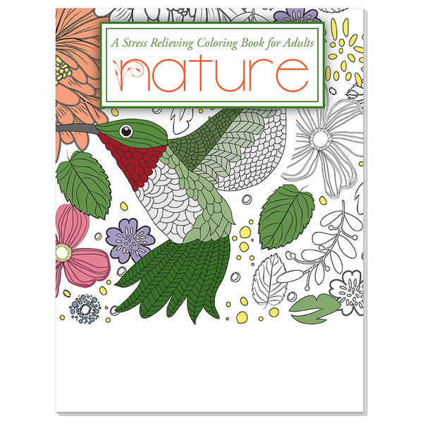 Nature Stress Relief Adult Coloring Book w/ Colored Pencils Relax Pack Set
