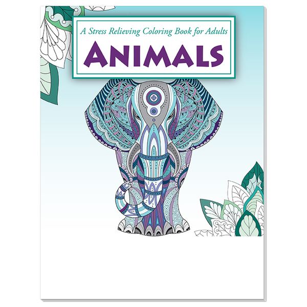 Animals Stress Relief Adult Coloring Book w/ Colored Pencils Relax Pack Set