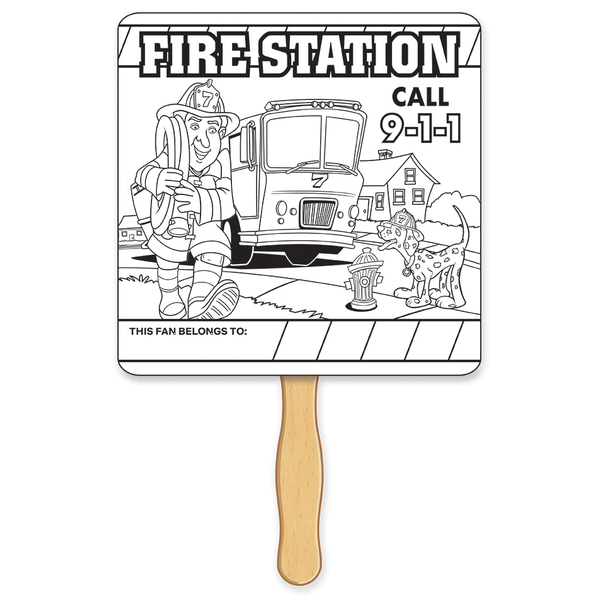 Fire Safety Coloring Hand Fan