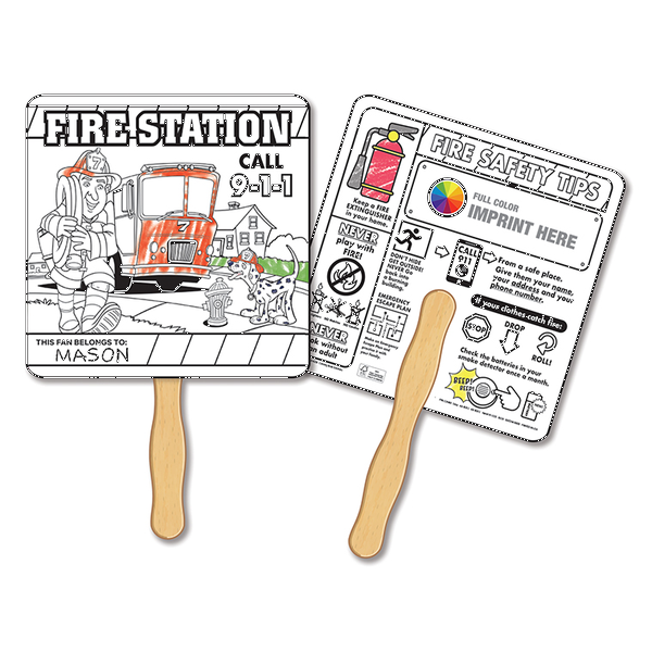 Fire Safety Coloring Hand Fan