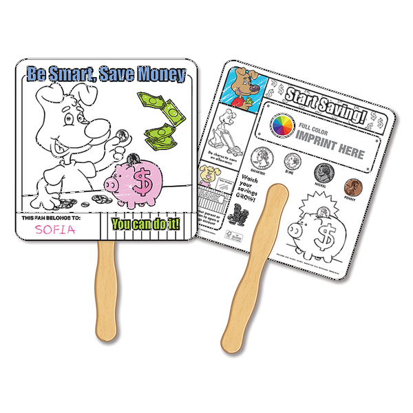 Saving Money Coloring Hand Fan