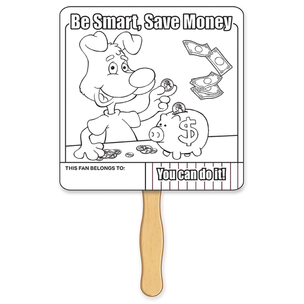 Saving Money Coloring Hand Fan