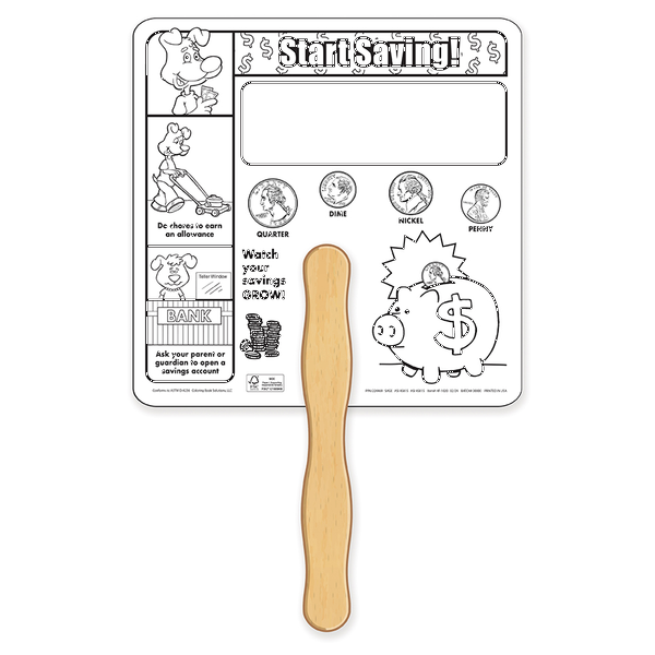 Saving Money Coloring Hand Fan