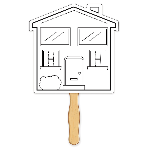 House Shape Coloring Hand Fan