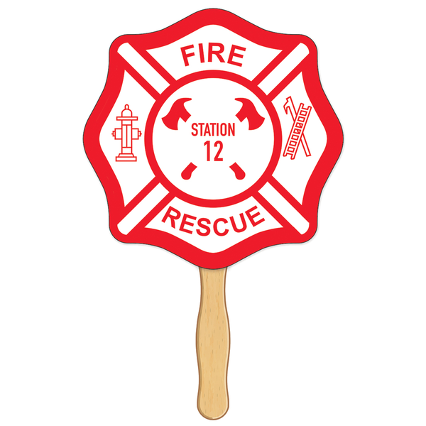 Fire Badge Shaped Hand Fan