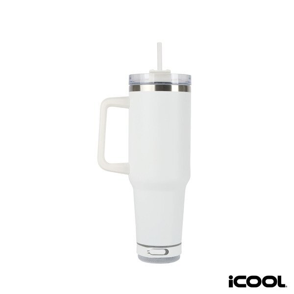 iCOOL® Borrego Double Wall Stainless Steel Travel Mug with Speaker,  40 oz.