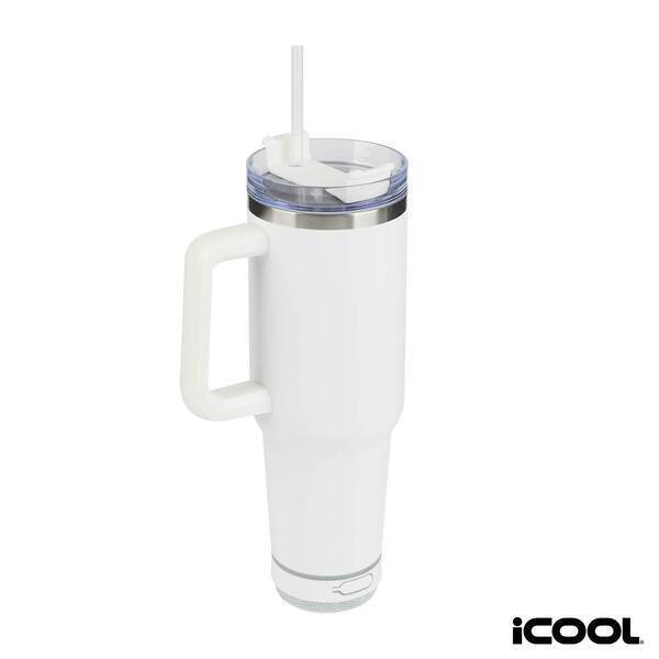 iCOOL® Borrego Double Wall Stainless Steel Travel Mug with Speaker,  40 oz.
