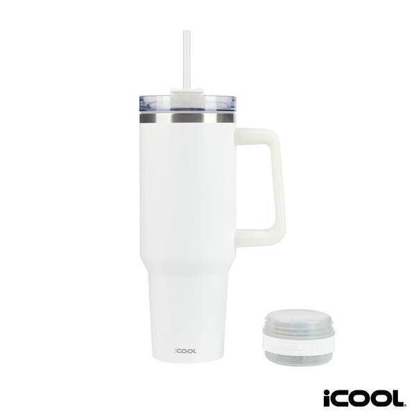 iCOOL® Borrego Double Wall Stainless Steel Travel Mug with Speaker,  40 oz.