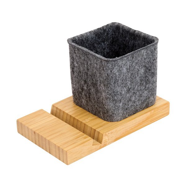 Renton Recycled Felt and Bamboo Pen/Device/Card Organizer