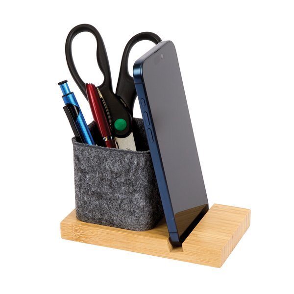 Renton Recycled Felt and Bamboo Pen/Device/Card Organizer
