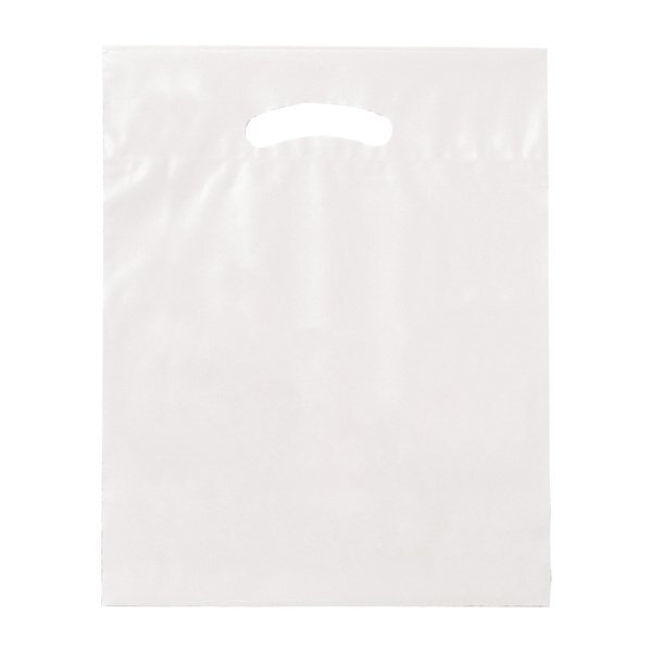 Fold-Over Reinforced Die Cut Plastic Bag, 12" x 15"