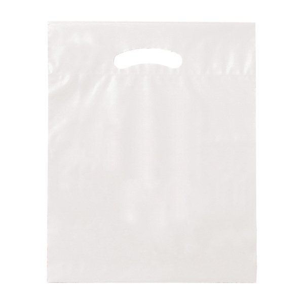Fold-Over Reinforced Die Cut Plastic Bag, 12" x 15"