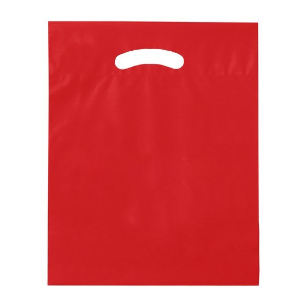 Fold-Over Reinforced Die Cut Plastic Bag, 12" x 15"