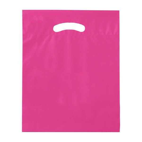 Fold-Over Reinforced Die Cut Plastic Bag, 12" x 15"