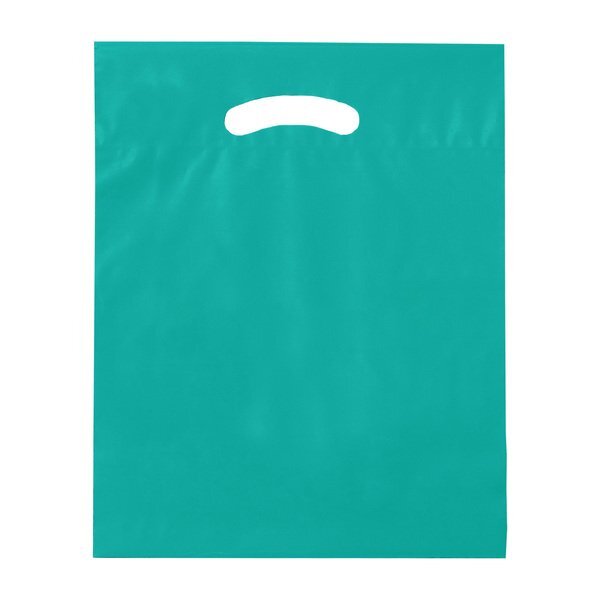 Fold-Over Reinforced Die Cut Plastic Bag, 12" x 15"