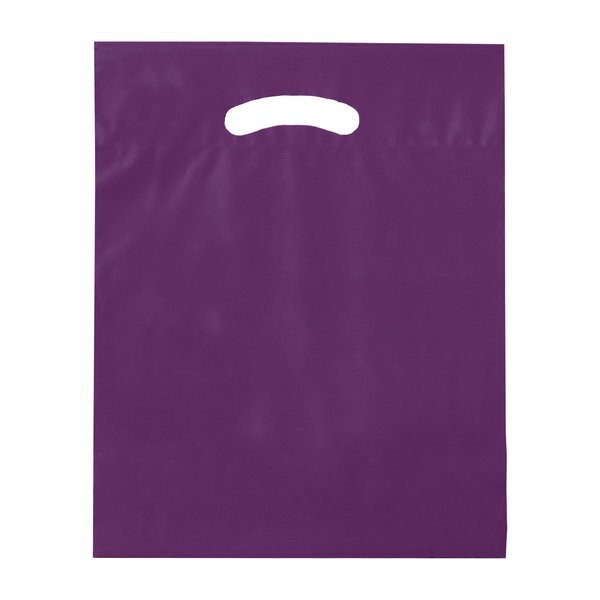 Fold-Over Reinforced Die Cut Plastic Bag, 12" x 15"