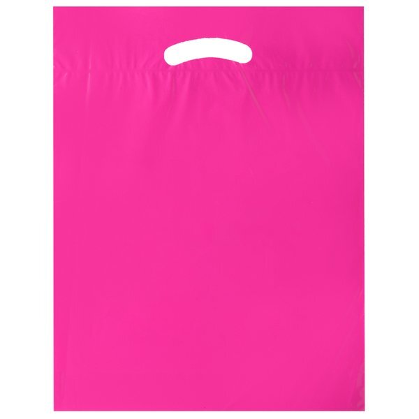 Fold-Over Reinforced Die Cut Plastic Bag, 15" x 19"