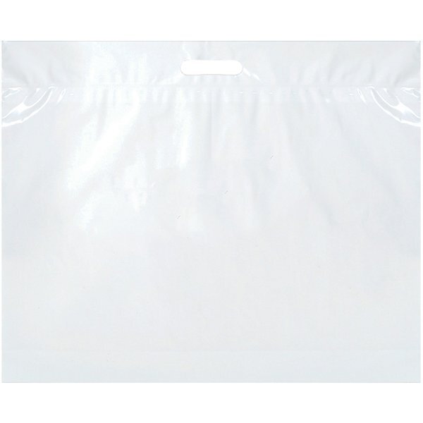 Fold-Over Reinforced Die Cut Plastic Bag, 16" x 13"