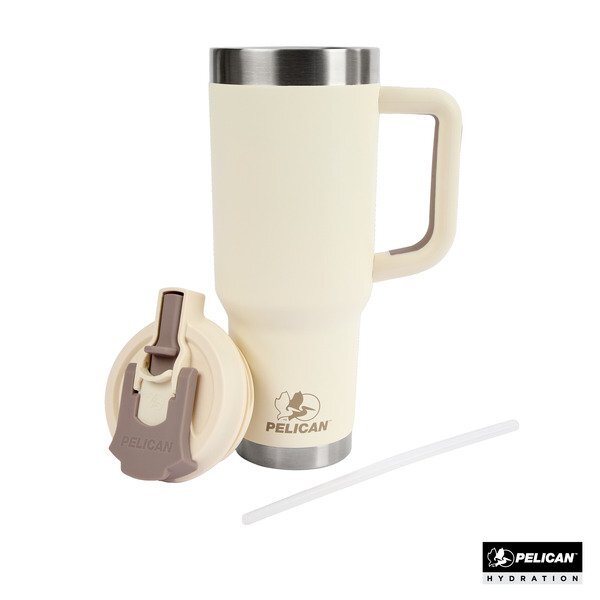 Pelican Porter™ Dual Lid Recycled Double Wall Stainless Steel Travel Tumbler, 40 oz.