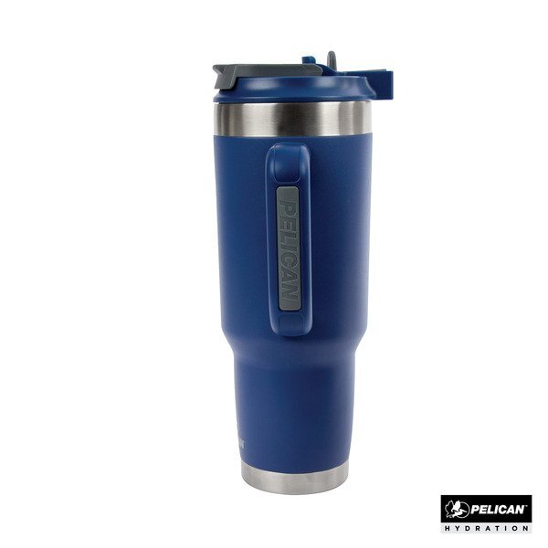 Pelican Porter™ Dual Lid Recycled Double Wall Stainless Steel Travel Tumbler, 40 oz.