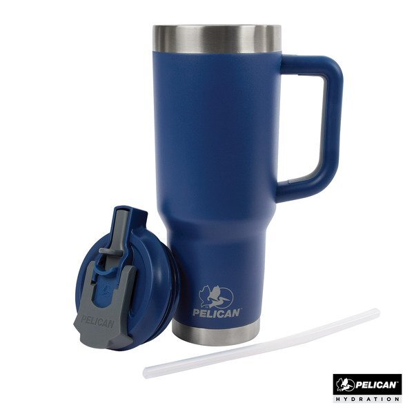 Pelican Porter™ Dual Lid Recycled Double Wall Stainless Steel Travel Tumbler, 40 oz.