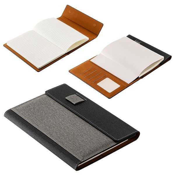 Folio Refillable Hard Cover Journal w/ Card Pockets & Magnetic Closure, 6-1/2" x 8-1/2"