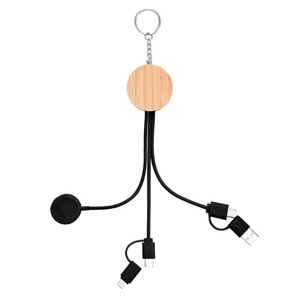 Bamboo Multi-Charging Cables Keyring w/ Watch Dock