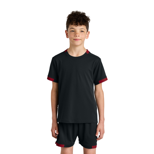 Sport-Tek® Club Recycled Poly Short Sleeve Youth Crew Tee