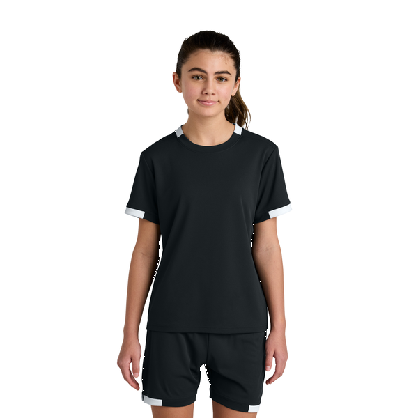 Sport-Tek® Club Recycled Poly Short Sleeve Youth Crew Tee
