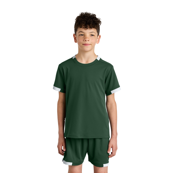Sport-Tek® Club Recycled Poly Short Sleeve Youth Crew Tee